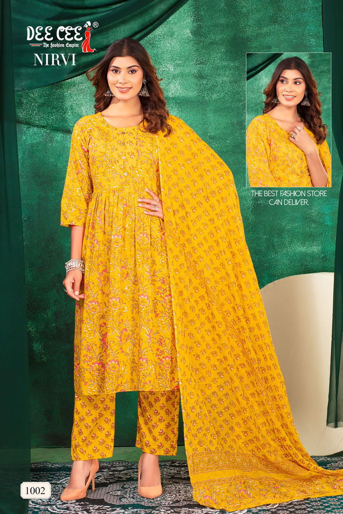 Nirvi By Deecee Rayon Foil Printed Kurti With Bottom Dupatta Wholesale Shop In Surat
